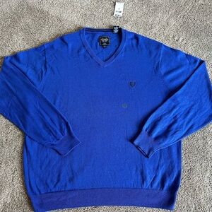 NWT Chaps BLUE  V-neck cashmere/cotton mens sweater size XXL 2XL NEW Pullover